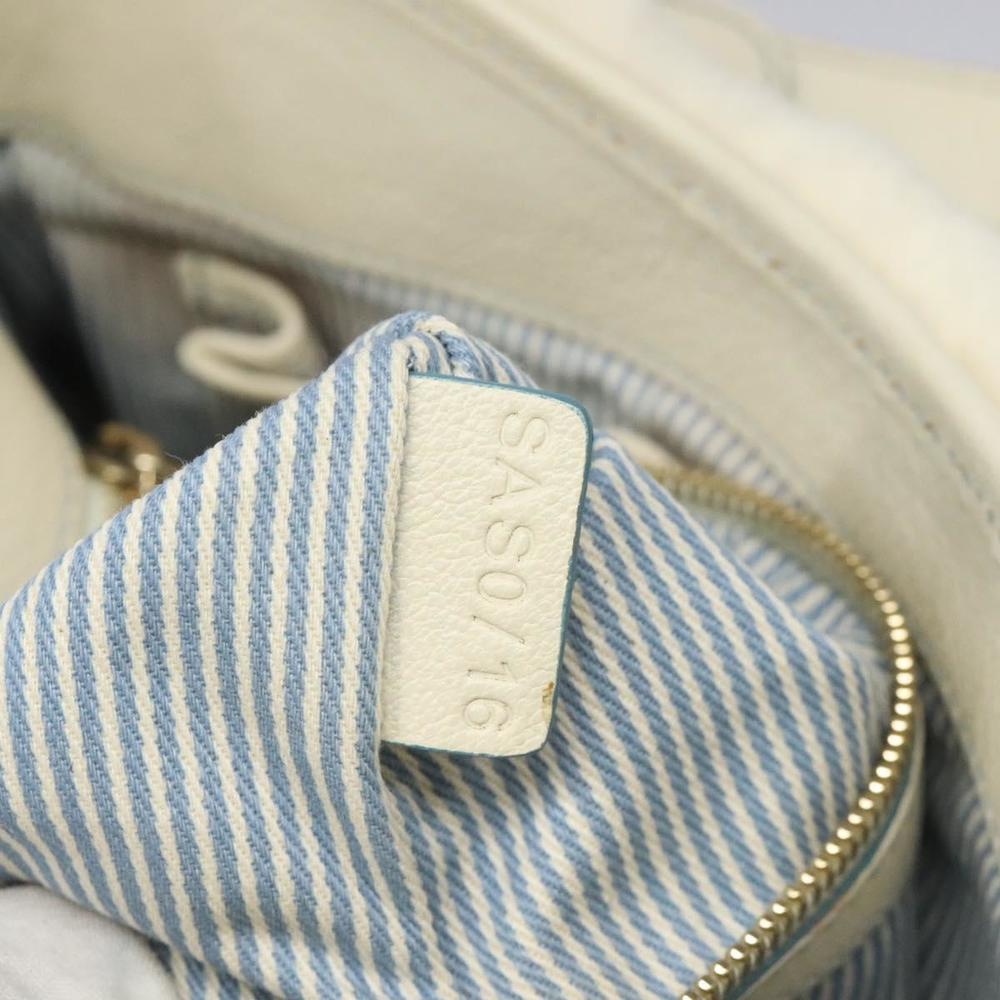 CELINE C Macadam Canvas Hand Bag Light Blue Gold Auth 121231 - Picture 12 of 16